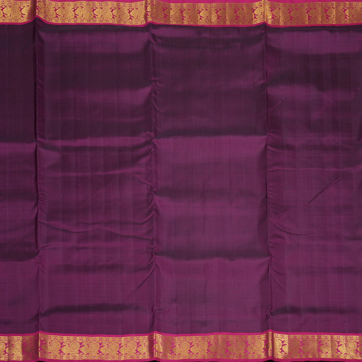 Hayagrivas Dark Purple Handloom Kanjivaram Ten Yards Silk Saree with Pink Border KBE198D1-1