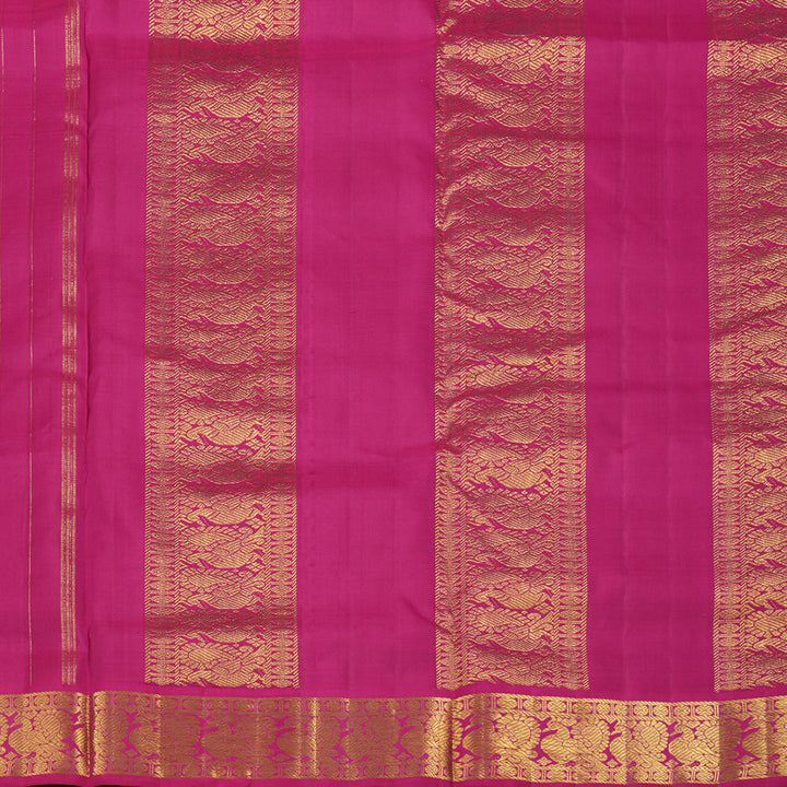 Hayagrivas Dark Purple Handloom Kanjivaram Ten Yards Silk Saree with Pink Border KBE198D1-1