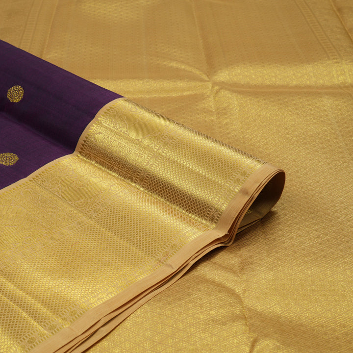 Hayagrivas Handloom Purple Kanjivaram Silk Saree with Sandal Border KBE1990L7-1