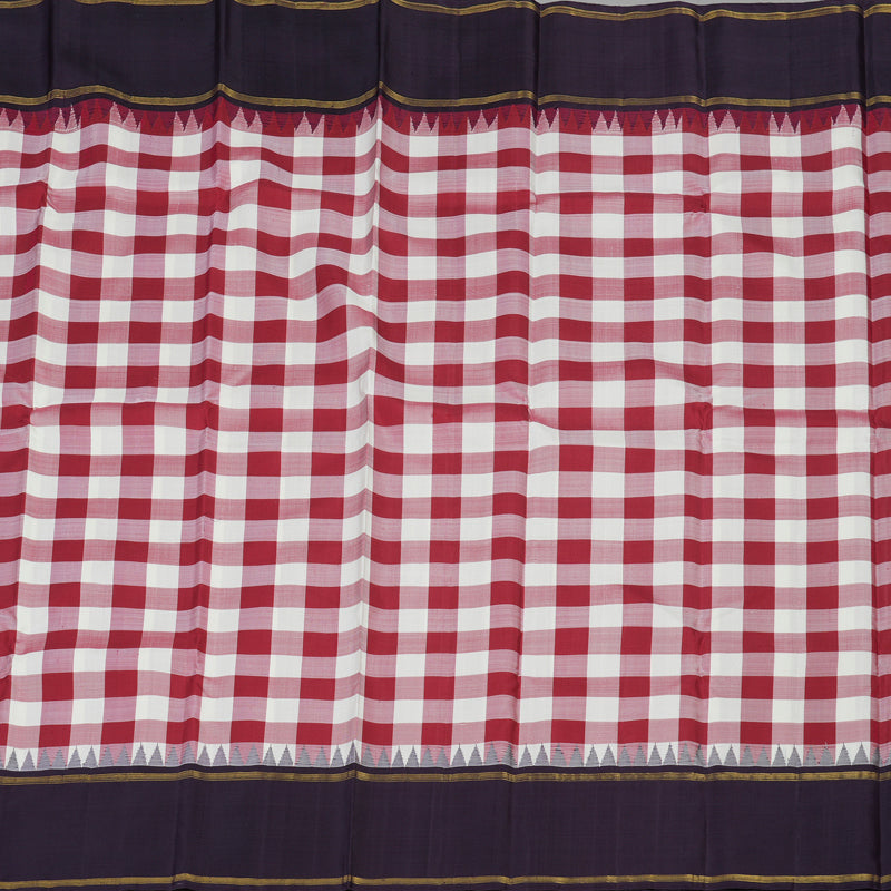 Hayagrivas Handloom Multicolour Checks Kanjivaram Silk Saree with Deep Plum border KBE1991L1-1