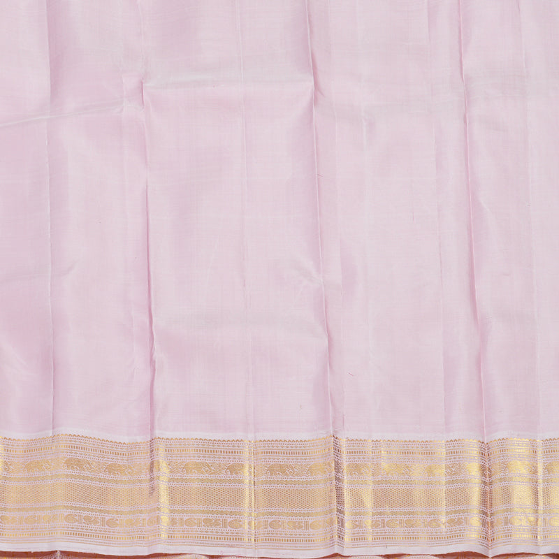 Hayagrivas Handloom Orangish-Pink Kanjivaram Silk Saree with Baby Pink Border KBE1997L2-5
