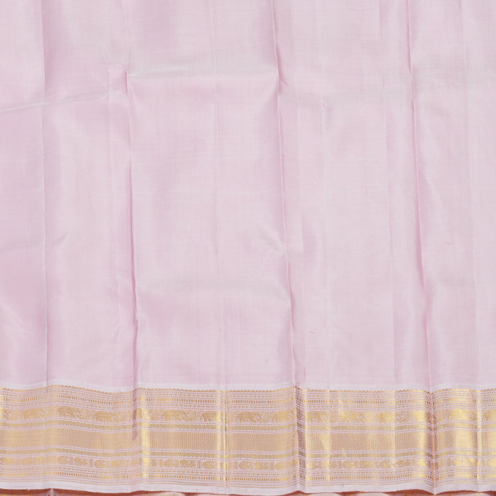 Hayagrivas Handloom Orangish-Pink Kanjivaram Silk Saree with Baby Pink Border KBE1997L2-5