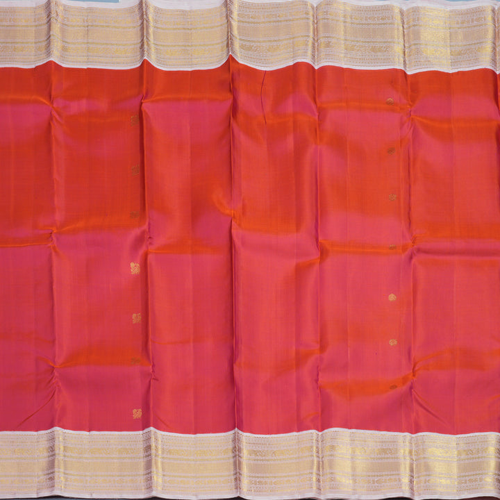 Hayagrivas Handloom Orangish-Pink Kanjivaram Silk Saree with Baby Pink Border KBE1997L2-5