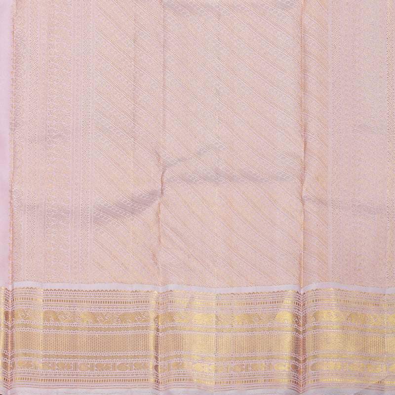 Hayagrivas Handloom Orangish-Pink Kanjivaram Silk Saree with Baby Pink Border KBE1997L2-5