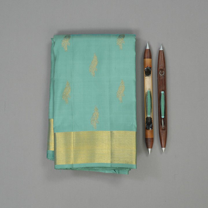 Hayagrivas Handloom Pale Blue Kanjivaram Silk Saree KBE1999L18-1