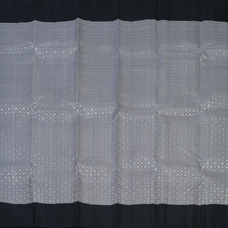 Hayagrivas Handloom Silver Grey Kanjivaram Silk Saree with Black Border KBE1999L19-1