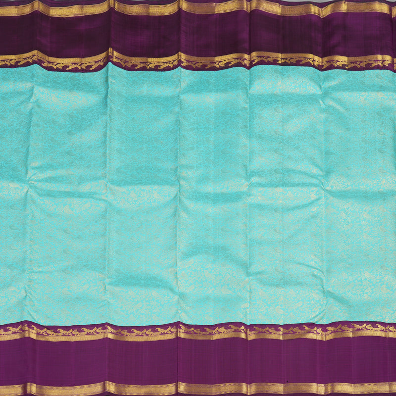 Hayagrivas Handloom Powder Blue Kanjivaram Silk Saree with Purple Border KBE1999L33-1