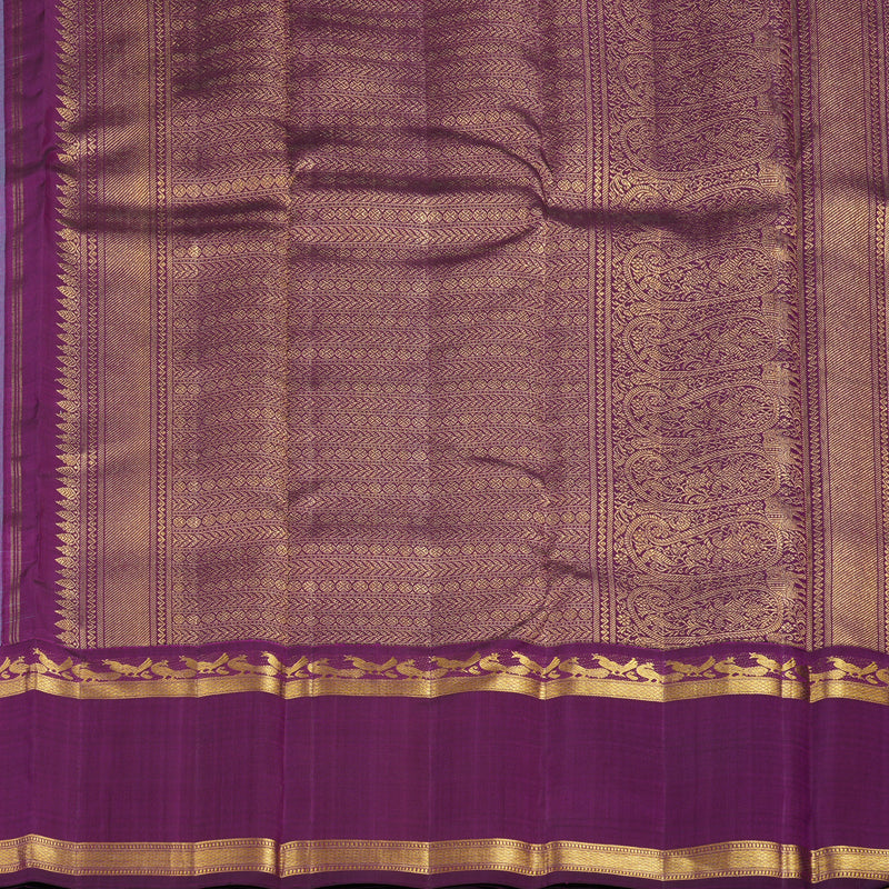 Hayagrivas Handloom Powder Blue Kanjivaram Silk Saree with Purple Border KBE1999L33-1