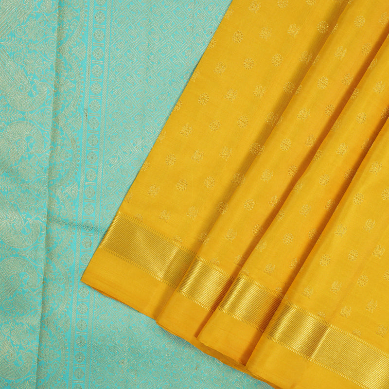 Hayagrivas Handloom Yellow Kanjivaram Silk Saree KBE1999L34-1