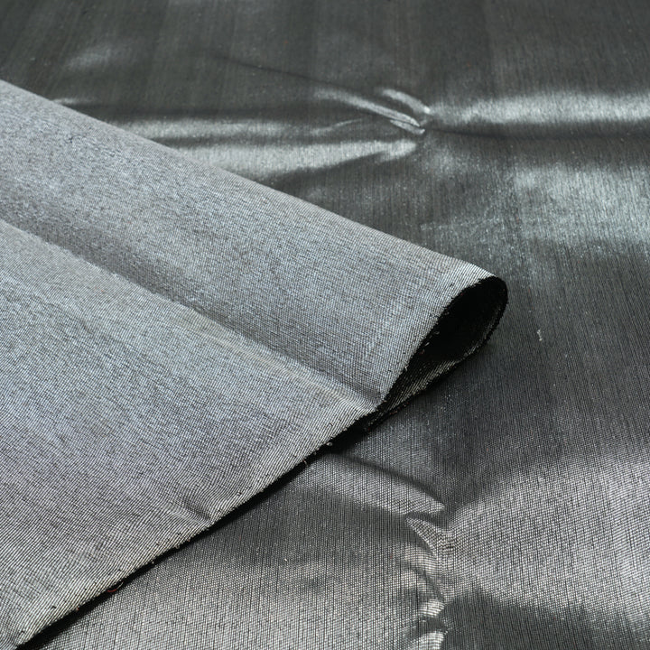 Hayagrivas Handloom Black Kanjivaram Silk Saree with Silver Tissue Border KBE1999L38-1