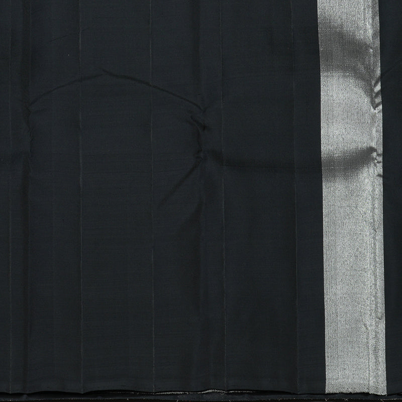 Hayagrivas Handloom Black Kanjivaram Silk Saree with Silver Tissue Border KBE1999L38-1