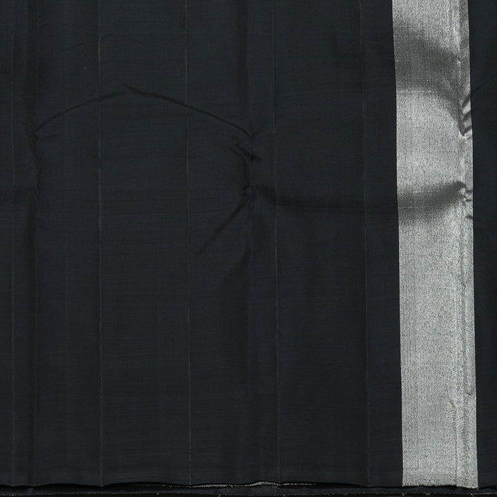 Hayagrivas Handloom Black Kanjivaram Silk Saree with Silver Tissue Border KBE1999L38-1