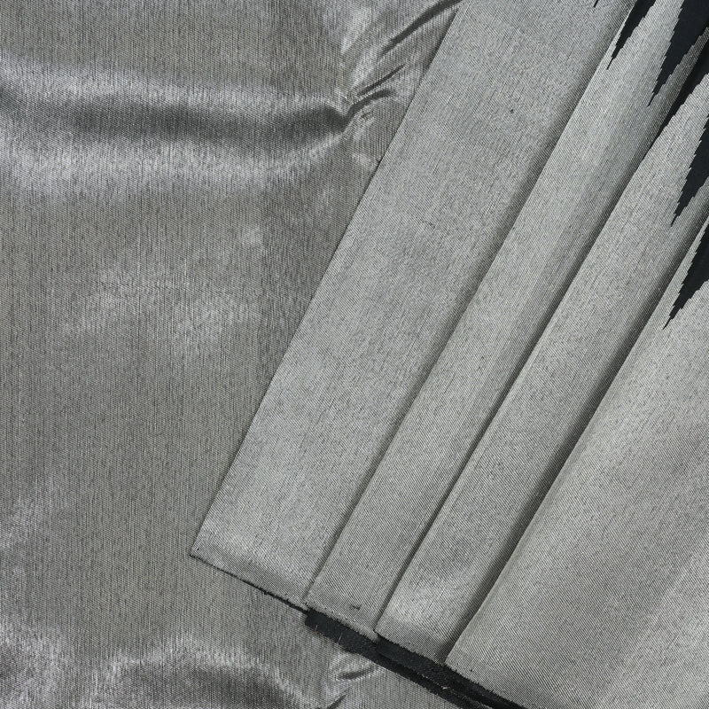 Hayagrivas Handloom Black Kanjivaram Silk Saree with Silver Tissue Border KBE1999L38-1