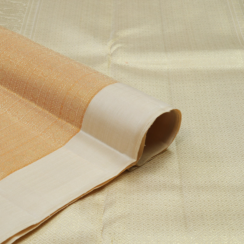 Hayagrivas Handloom Mild Peach Kanjivaram Silk Saree with Cream Border KBE1999L45-1