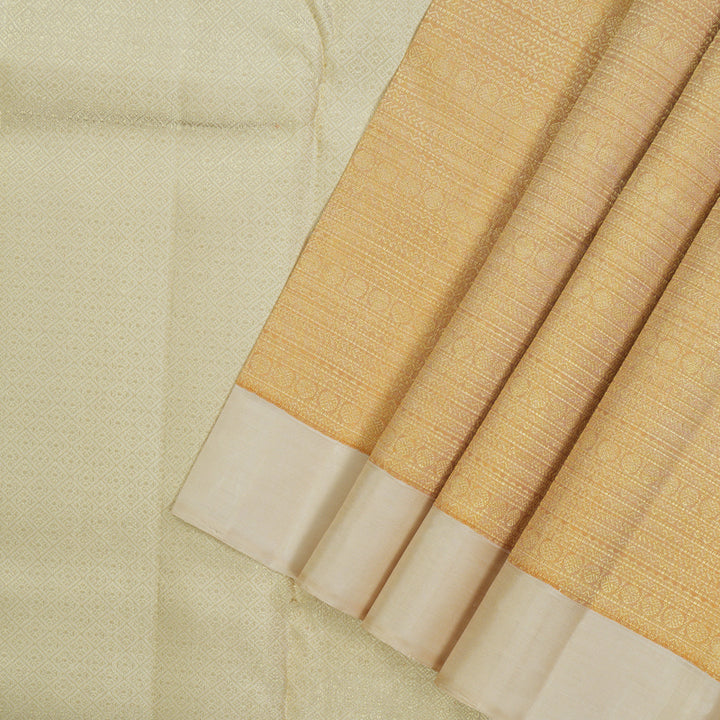 Hayagrivas Handloom Mild Peach Kanjivaram Silk Saree with Cream Border KBE1999L45-1