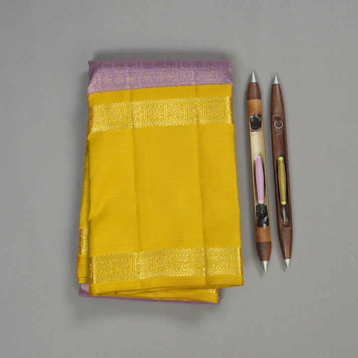 Hayagrivas Handloom Lilac Kanjivaram Silk Saree with Sampanga Yellow Border KBE1999L49-1