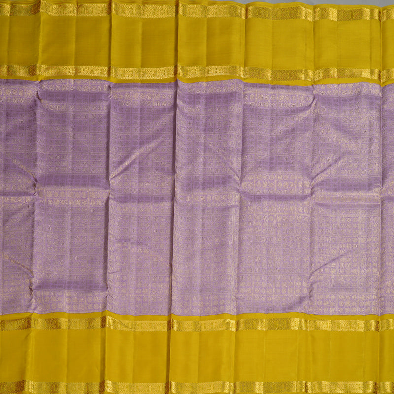 Hayagrivas Handloom Lilac Kanjivaram Silk Saree with Sampanga Yellow Border KBE1999L49-1