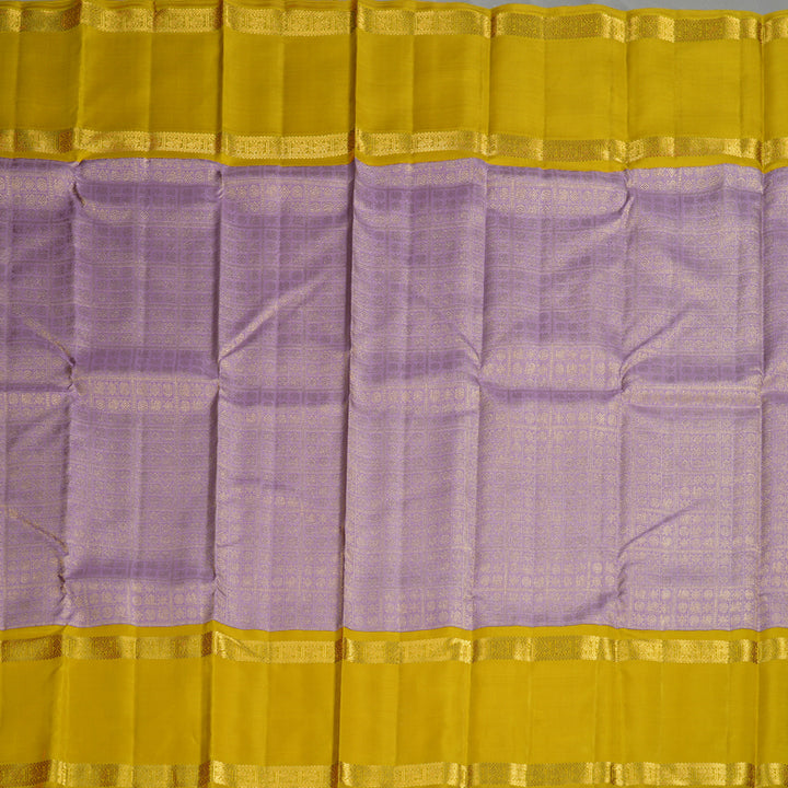 Hayagrivas Handloom Lilac Kanjivaram Silk Saree with Sampanga Yellow Border KBE1999L49-1