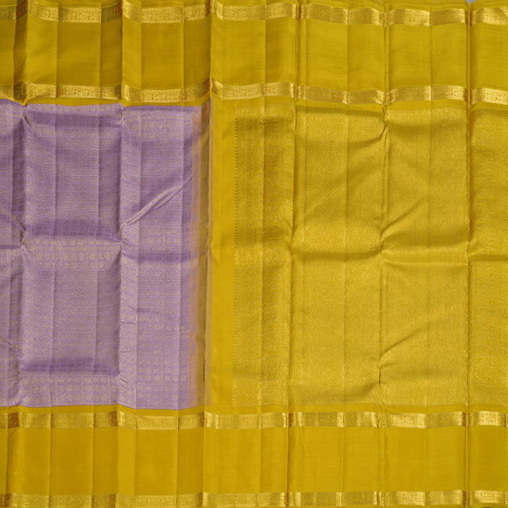 Hayagrivas Handloom Lilac Kanjivaram Silk Saree with Sampanga Yellow Border KBE1999L49-1
