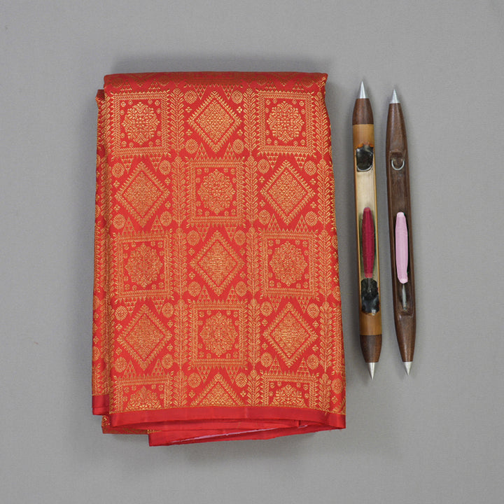 Hayagrivas Handloom Red Kanjivaram Silk Saree KBE1999L6-1