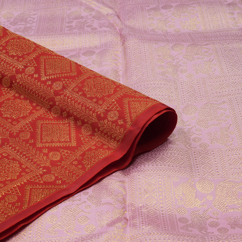 Hayagrivas Handloom Red Kanjivaram Silk Saree KBE1999L6-1