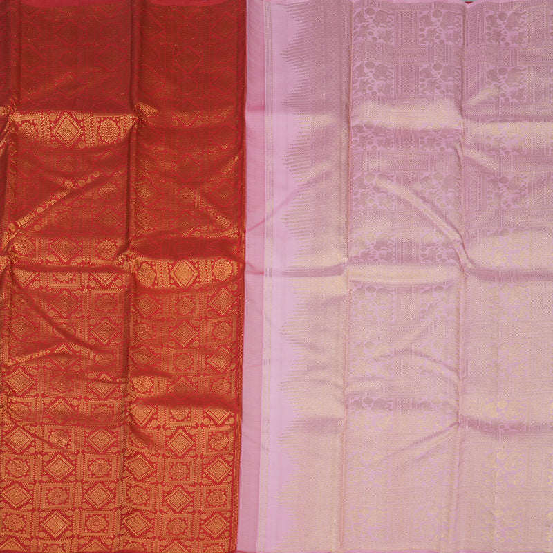 Hayagrivas Handloom Red Kanjivaram Silk Saree KBE1999L6-1