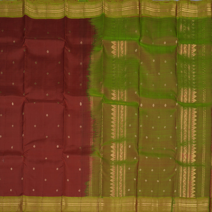 Hayagrivas Maroon Pure Kanjivaram Silk Saree with Manthalir Green Border KBE2000L2-1
