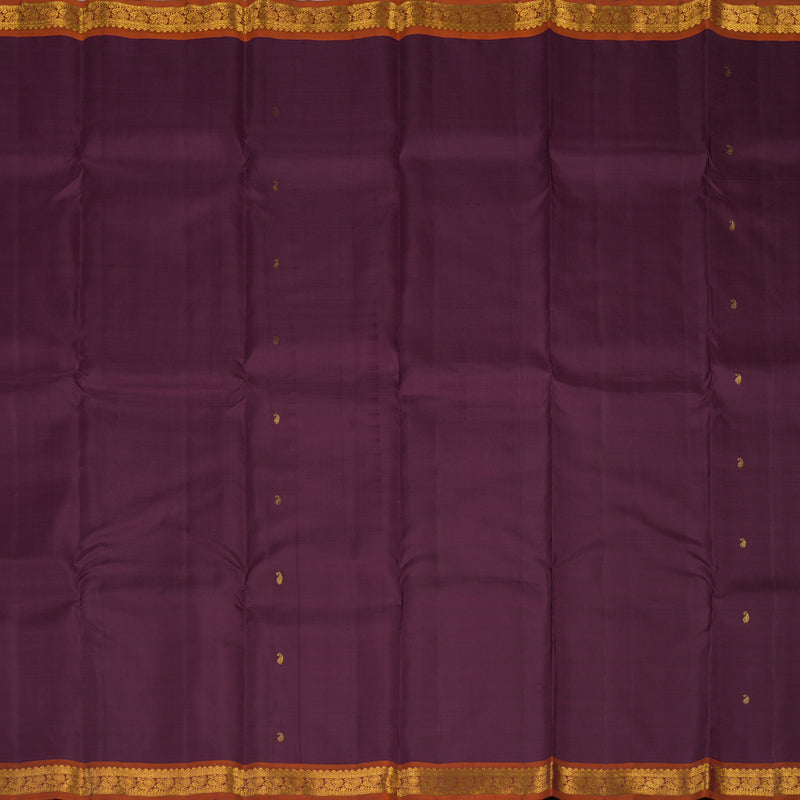 Hayagrivas Handloom Violet Kanjivaram Silk Saree with Rust Orange Border KBE2000L3-14