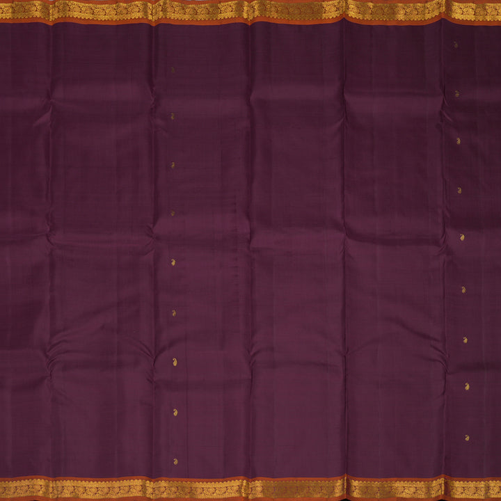 Hayagrivas Handloom Violet Kanjivaram Silk Saree with Rust Orange Border KBE2000L3-14