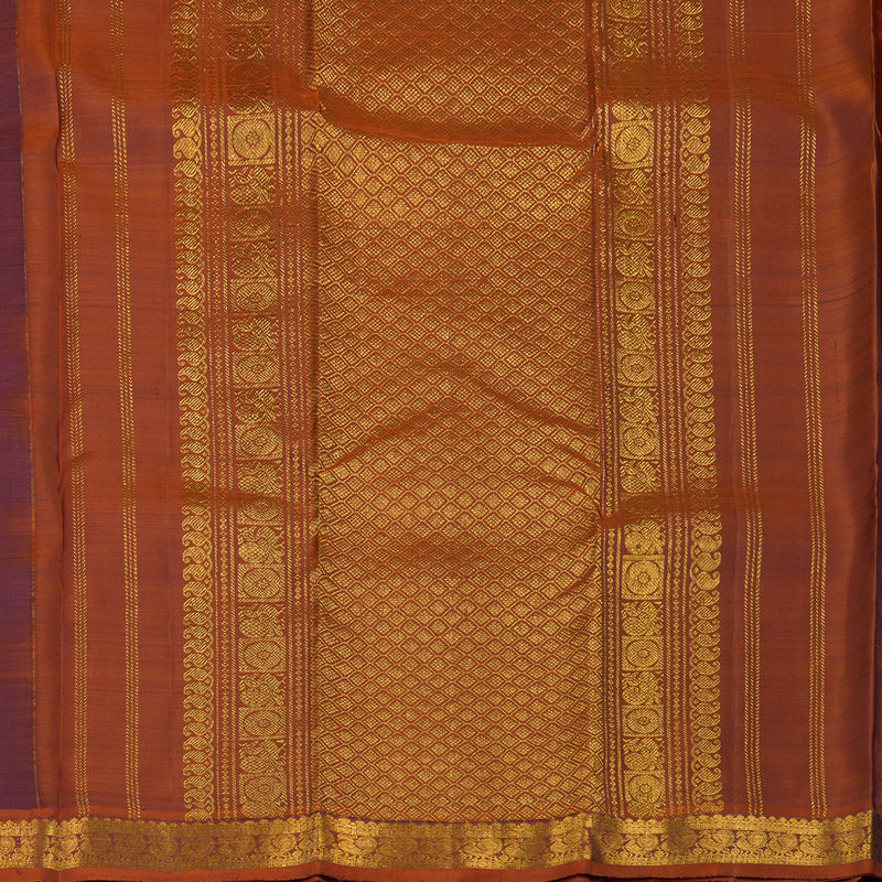 Hayagrivas Handloom Violet Kanjivaram Silk Saree with Rust Orange Border KBE2000L3-14