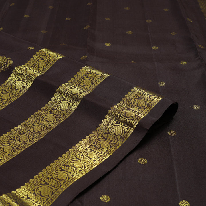 Hayagrivas Handloom Dark Chocolate Brown Kanjivaram Silk Saree KBE2000L7-1