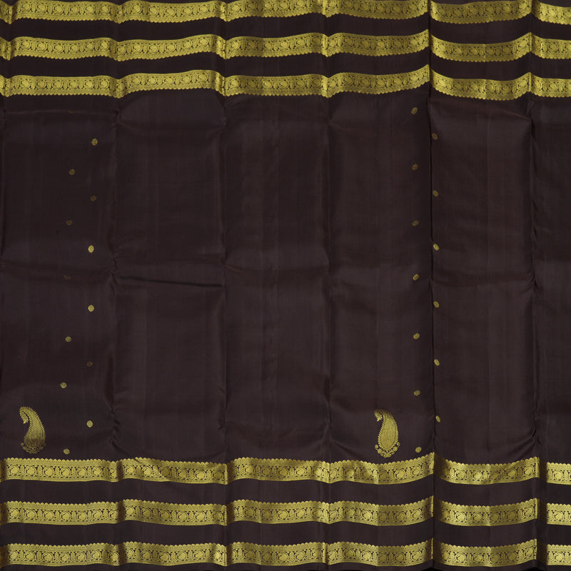 Hayagrivas Handloom Dark Chocolate Brown Kanjivaram Silk Saree KBE2000L7-1