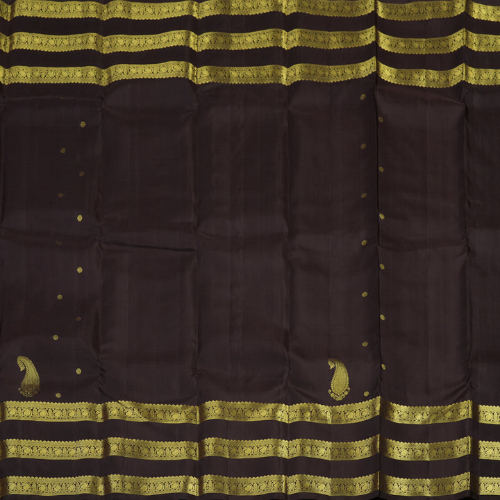 Hayagrivas Handloom Dark Chocolate Brown Kanjivaram Silk Saree KBE2000L7-1