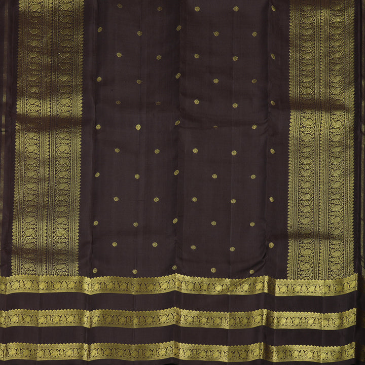 Hayagrivas Handloom Dark Chocolate Brown Kanjivaram Silk Saree KBE2000L7-1