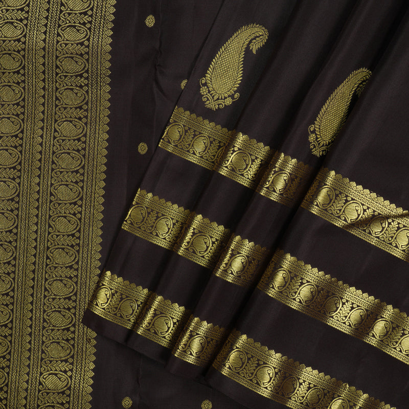 Hayagrivas Handloom Dark Chocolate Brown Kanjivaram Silk Saree KBE2000L7-1