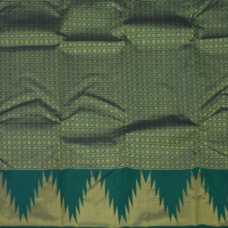 Hayagrivas Peacock Green Pure Kanjivaram Silk Saree KBE2002L1-1