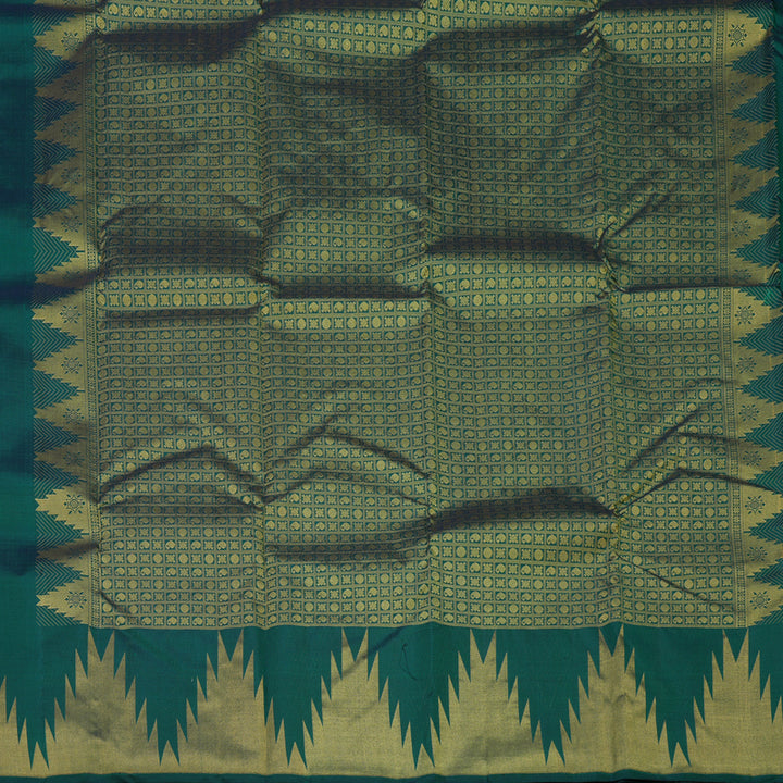 Hayagrivas Peacock Green Pure Kanjivaram Silk Saree KBE2002L1-1