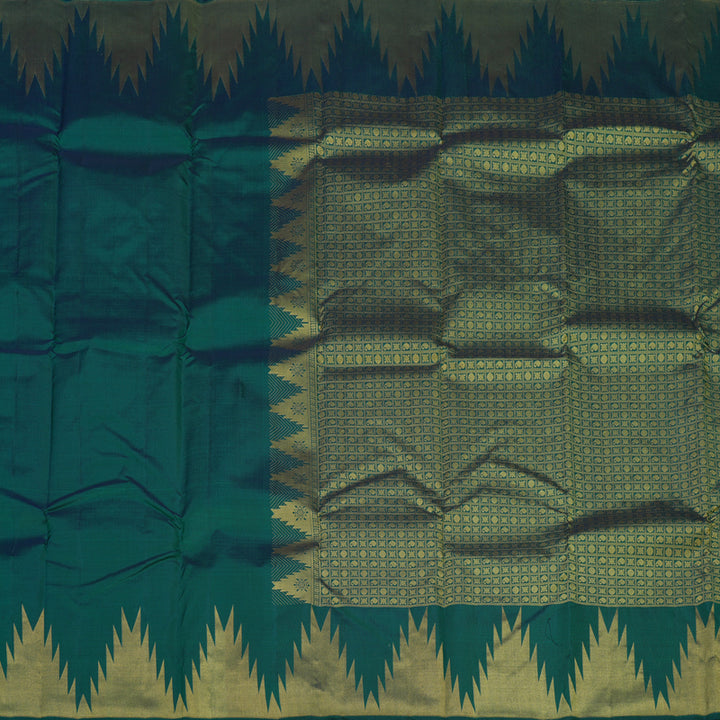 Hayagrivas Peacock Green Pure Kanjivaram Silk Saree KBE2002L1-1