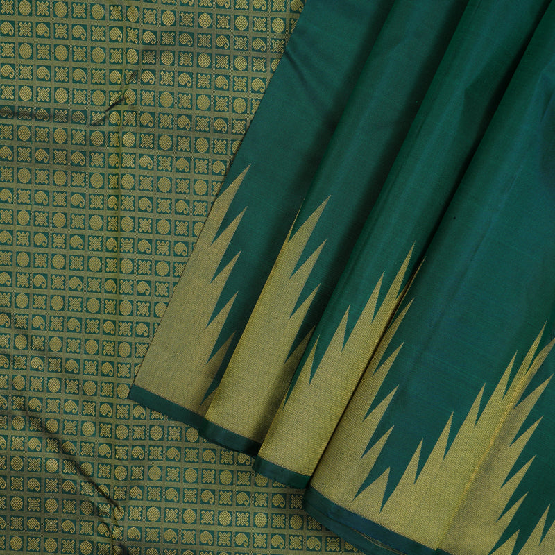 Hayagrivas Peacock Green Pure Kanjivaram Silk Saree KBE2002L1-1