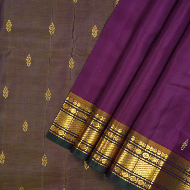 Hayagrivas Handloom Violet Kanjivaram Silk Saree KBE2003L14-2