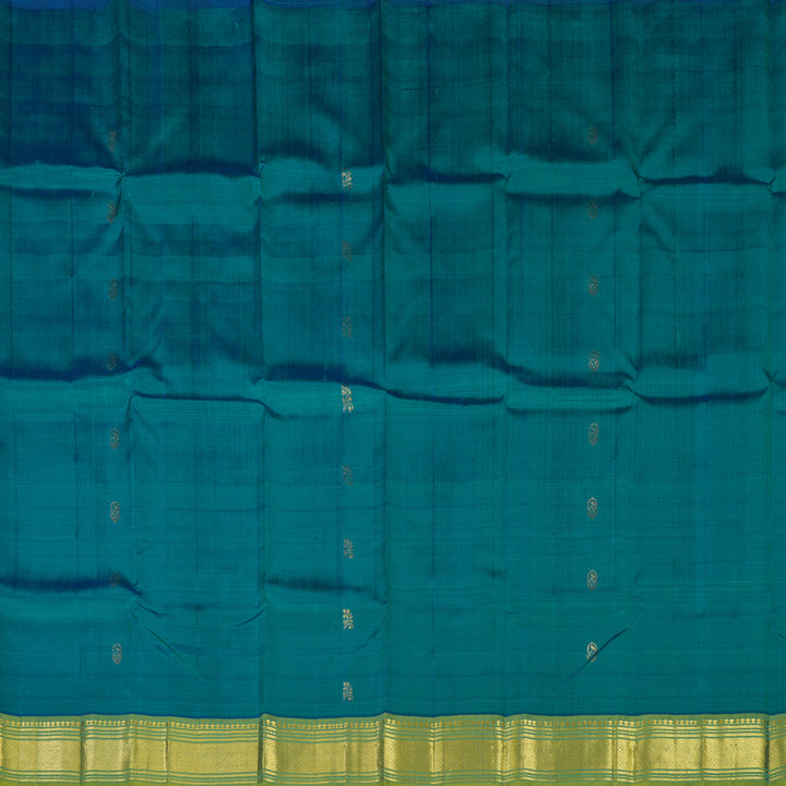 Hayagrivas Peacock Green Pure One-sided border Kanjivaram Silk Saree KBE2003L3-10