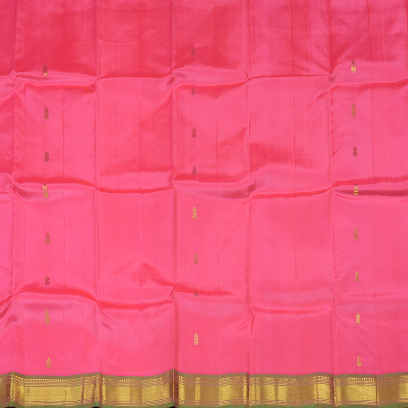 Hayagrivas Bright Pink Pure One-sided border Kanjivaram Silk Saree KBE2003L3-14
