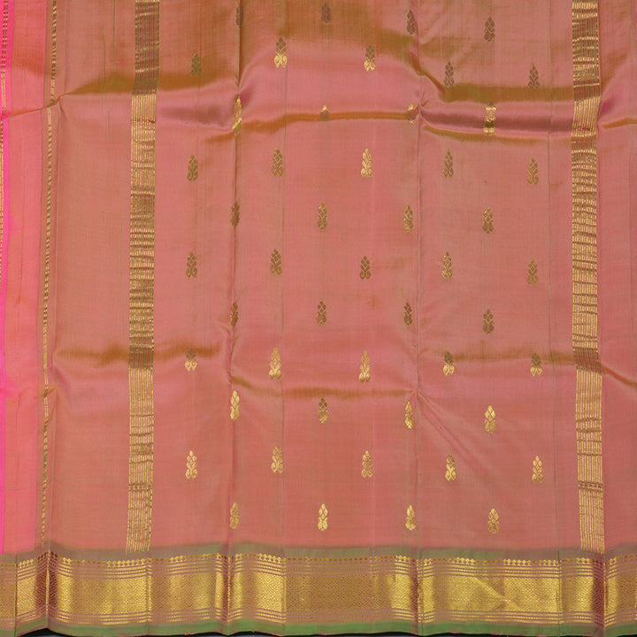 Hayagrivas Bright Pink Pure One-sided border Kanjivaram Silk Saree KBE2003L3-14