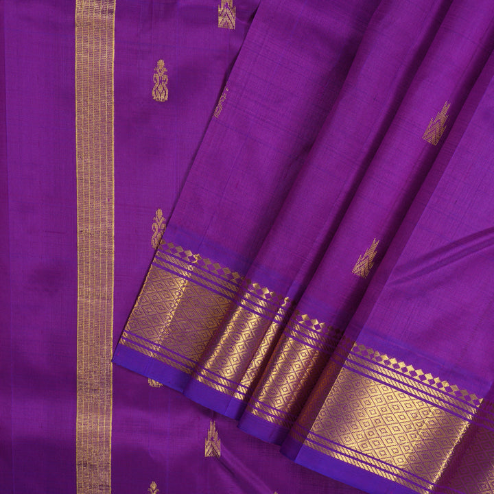 Hayagrivas Purple Pure One-sided border Kanjivaram Silk Saree KBE2003L3-24