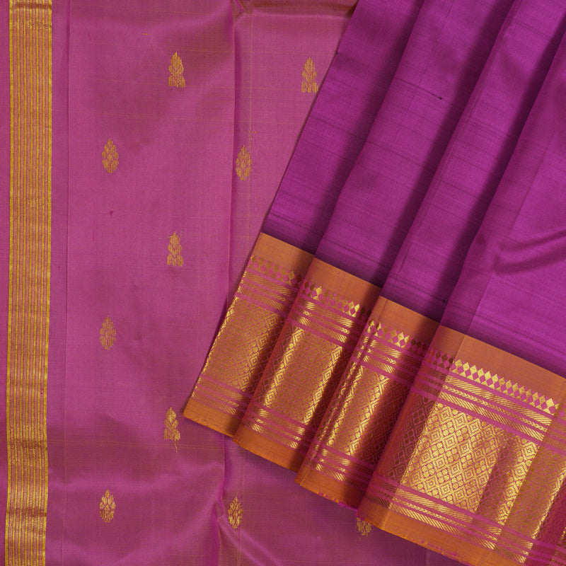 Hayagrivas Purple Pure One-sided border Kanjivaram Silk Saree KBE2003L3-33