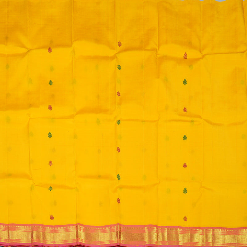 Hayagrivas Yellow Pure One-sided border Kanjivaram Silk Saree KBE2003L3-6