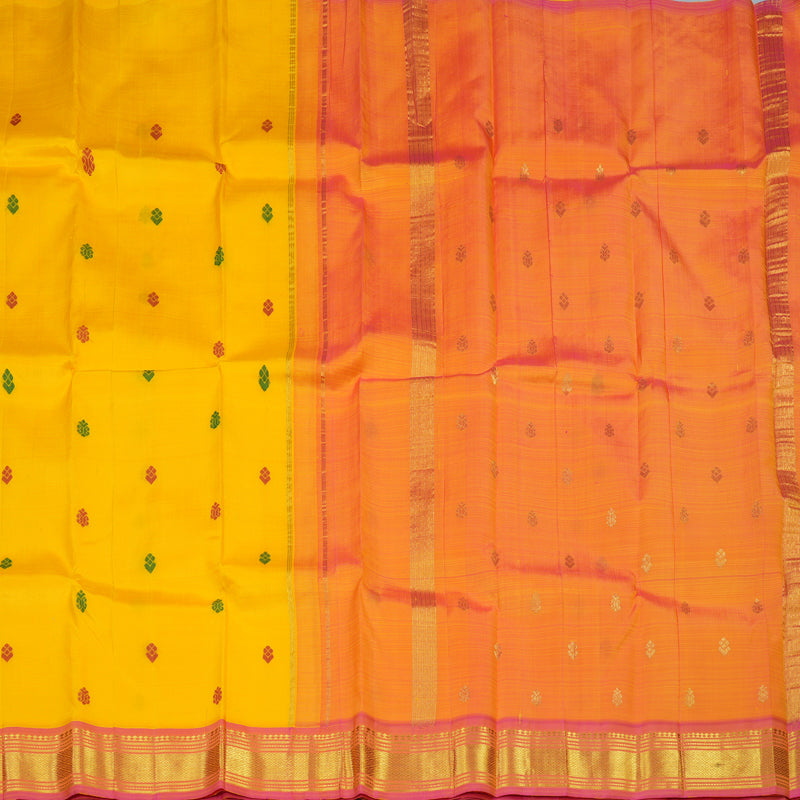 Hayagrivas Yellow Pure One-sided border Kanjivaram Silk Saree KBE2003L3-6