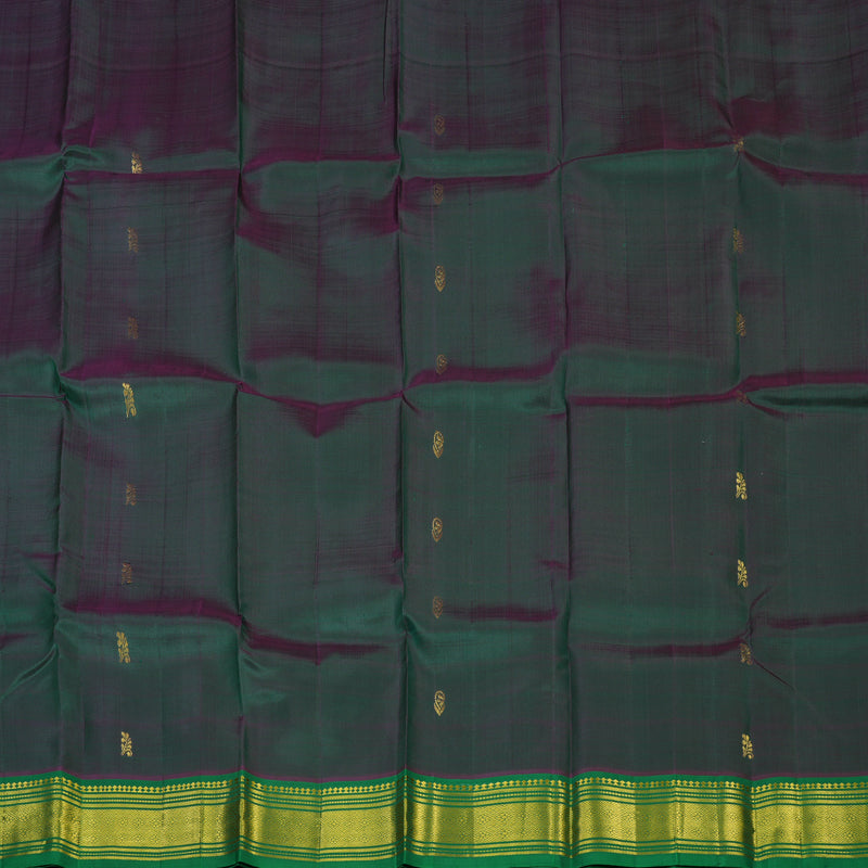 Hayagrivas Peacock Green Pure One-sided border Kanjivaram Silk Saree KBE2003L3-9