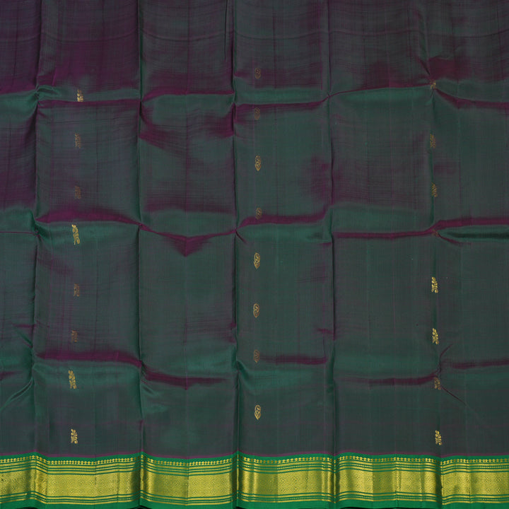 Hayagrivas Peacock Green Pure One-sided border Kanjivaram Silk Saree KBE2003L3-9
