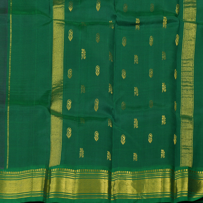 Hayagrivas Peacock Green Pure One-sided border Kanjivaram Silk Saree KBE2003L3-9